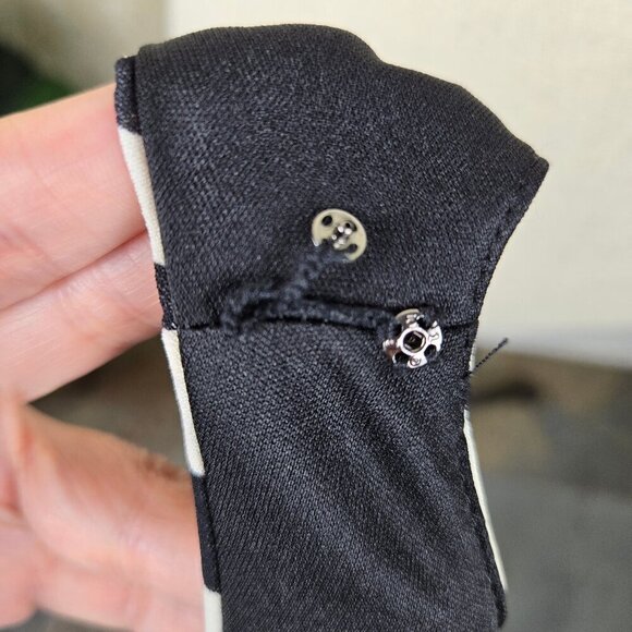 Evan Picone Dress Size 4 Black Cream Abstract Stripe A-Line Dress Faux Wrap Top - Picture 12 of 16